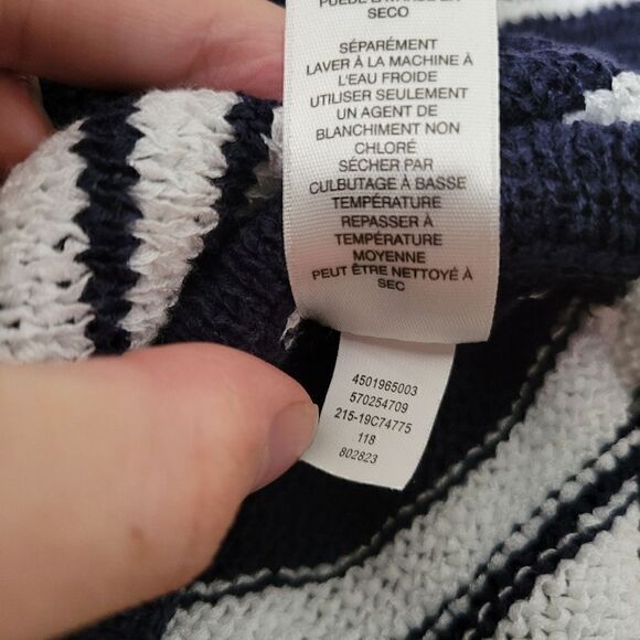 Chico's Navy Blue and White Chevron Sweater 0 S/4 - Picture 6 of 8